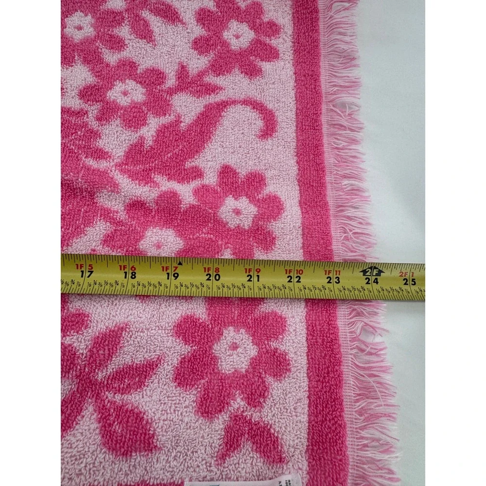 Fieldcrest Vintage Floral Towel Set Pink Floral Fringed Retro 3p